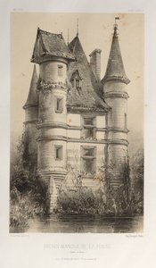 Viehättävää arkkitehtuuria tai 1400-luvun monumentteja. Ja XVI. Vuosisatoja: Ranskan linnat XV ja XVI vuosisadalla: Pl. 63, entinen Manor De La Fosse (Saône et Loire) tekijältä Victor Petit
