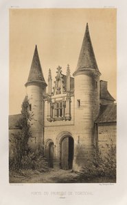 Viehättävää arkkitehtuuria tai 1400-luvun monumentteja. Ja XVI. Vuosisatoja: XV ja XVI vuosisadan Ranskan linnat: Pl. 96, Tortevalin luostarin portti (Calvados) tekijältä Victor Petit
