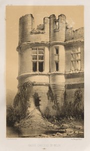 Kuvankaunis arkkitehtuuri tai 1400-luvun monumentit. Ja XVI. Vuosisatoja: Ranskan linnat XV ja XVI vuosisadalla: Pl. 99, Vanha Belinin linna (Sarthe) tekijältä Victor Petit