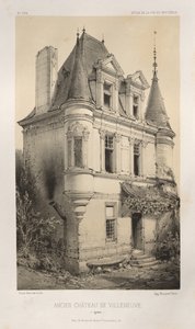 Kuvankaunis arkkitehtuuri tai 1400-luvun monumentit. Ja XVI. Vuosisatoja: Chateaux De France XV ja XVI vuosisadalla: Pl. 9, Old Chateau of Villeneuve (Yonne) tekijältä Victor Petit