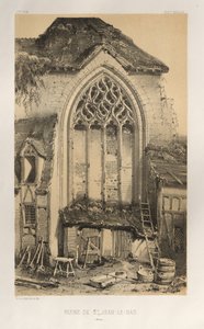 Viehättävää arkkitehtuuria tai 1400-luvun monumentteja. Ja XVI. Vuosisatoja: XV ja XVI vuosisadan Ranskan linnat: Pl.17, St. Jean-Le-Basin rauniot (Aisne) tekijältä Victor Petit