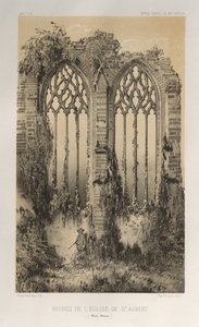 Viehättävää arkkitehtuuria tai 1400-luvun monumentteja. Ja XVI. Vuosisatoja: Ranskan linnat XV ja XVI vuosisadalla: Pl. 38, Pyhän Aubertin kirkon rauniot (Haute-Marne) tekijältä Victor Petit