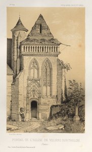 Kuvankaunis arkkitehtuuri tai 1400-luvun monumentit. Ja XVI. Vuosisadat: Chateaux De France XV ja XVI vuosisadalla: Pl.2, Villiers Sur-Tholonin kirkon portaali (Yonne) tekijältä Victor Petit
