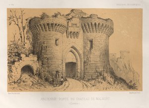 Viehättävää arkkitehtuuria tai 1400-luvun monumentteja. Ja XVI. Vuosisadat: Ranskan linnat XV ja XVI vuosisadalla: Pl.6, Chateau De Malmortin vanha portti (Correze) tekijältä Victor Petit
