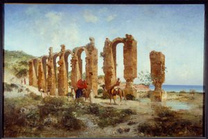 Roomalainen akvedukti Cherchellissä (Algeria). Victor Pierre Huguetin (1835-1902) maalaus