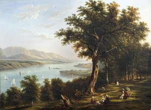Näkymä Hyde Parkista Hudson-joella, 1845 tekijältä Victor de Grailly