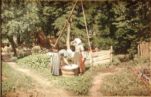 Young Girls at the Well (öljy kankaalle)