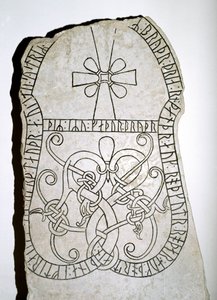 Riimukivi ristillä, 7.-8. vuosisadalla tekijältä Viking