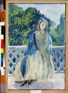 ""Jeune fille au balcon"" Peinture de Viktor (Victor) Elpidiforovich Borisov-Musatov (Borisov Musatov) (1870-1905) 1900 State A. Radishchev Art Museum Saratov tekijältä Viktor Elpidiforovich Borisov Musatov