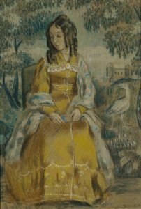 Lady by Tapestry. Muotokuva Nadezhda Stanyukovitšista, 1903 tekijältä Viktor Elpidiforovich Borisov Musatov