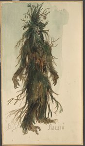 Leshy. Pukusuunnittelu N. Rimski-Korsakovin oopperaan Snow Maiden, 1885. tekijältä Viktor Mikhaylovich Vasnetsov