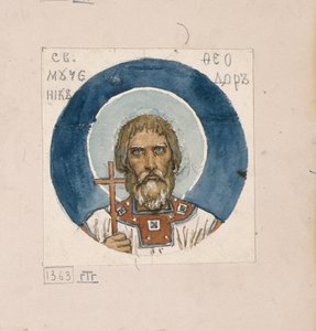 Pyhä Teodor varangilainen työskentely freskoille Kiovan Pyhän Vladimirin katedraalissa, 1884-1889 tekijältä Viktor Mikhaylovich Vasnetsov