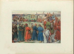 Tsaarit Aleksei Mihailovitš ratsastaa metsästykseen, 1896 tekijältä Viktor Mikhaylovich Vasnetsov