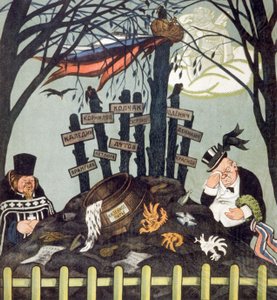 Vastavallankumouksellisten hauta: Wrangel, Dutov, Kolchak, n. 1920-1921 (juliste) tekijältä Viktor Nikolaevich Deni