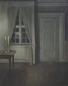 Sisustus kahdella kynttilällä tekijältä Vilhelm Hammershøi