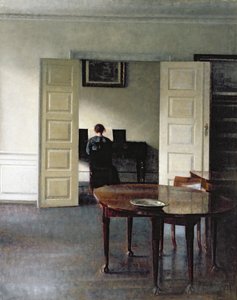 Sisustus, jossa nainen soittaa pianoa, 1910