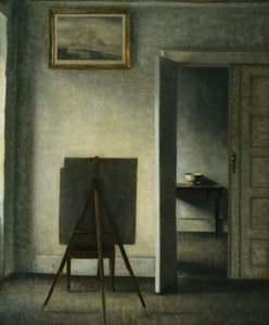Sisustus taiteilijan maalaustelineellä, tekijältä Vilhelm Hammershoi