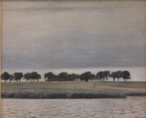 Alustava tutkimus "Solar Rain. Gentofte Lake" tekijältä Vilhelm Hammershøi