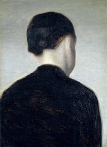 Istuva hahmo, takaa katsottuna (Anna Hammershoi) 1884 (öljy kankaalle asetettuna alukselle)