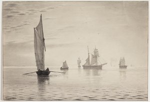 Laivat tyynellä säällä järvellä tekijältä Vilhelm Kyhn