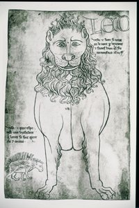 Ms Fr 19093 fol.24v Lion and Porcupine (faksimile)