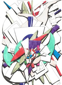 Atop, 2017, (värillinen muste paperille) tekijältä Vincent Alexander Booth