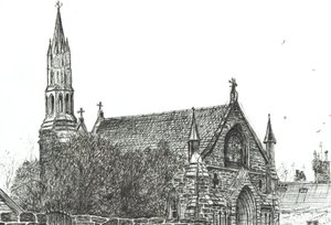 Church at Stonehaven, Skotlanti, 2007, (muste paperille) tekijältä Vincent Alexander Booth