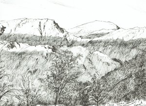 Dove Crag at Sunrise, 2003, (muste paperille) tekijältä Vincent Alexander Booth