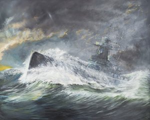 Graf Spee saapuu Intian valtamerelle 3. marraskuuta 1939, 2006, (Öljy kankaalle) tekijältä Vincent Alexander Booth