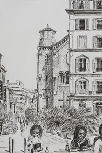 Hotel 5 ja Notre Dame Cannes, 2014, (muste paperille) tekijältä Vincent Alexander Booth