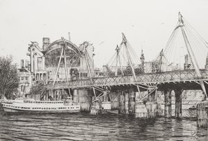 Hungerford Bridge London, 2006, (muste paperille) tekijältä Vincent Alexander Booth