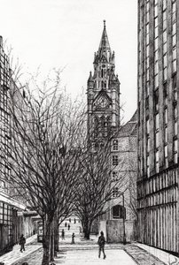 Manchesterin kaupungintalo Deansgatesta, 2007, (muste paperille) tekijältä Vincent Alexander Booth