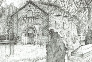 Old Church, Prestbury, 2009, (muste paperille) tekijältä Vincent Alexander Booth