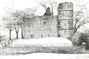 Ruin at Strathaven, 2012, (muste paperille) tekijältä Vincent Alexander Booth