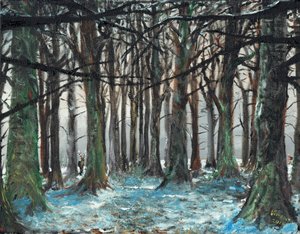 Hirvi ja juoksija Lyme Park, 2016, (öljy kankaalle) tekijältä Vincent Alexander Booth