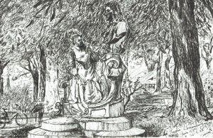 Patsas Jardin Luxembourgissa Pariisissa, 2003, (muste paperille) tekijältä Vincent Alexander Booth