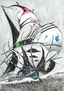 Storm Creators Andamaanienmeri, 2017, (muste paperille) tekijältä Vincent Alexander Booth