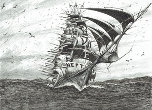 Storm Creators Cape Dolphin, 2024 (tussi ja lyijykynä paperille) tekijältä Vincent Alexander Booth