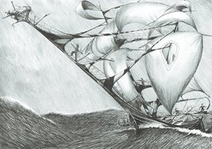 Storm Creators Kaspianmeri, 2017, (muste paperille) tekijältä Vincent Alexander Booth