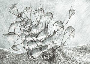Storm Creators Etelä-Kiinan meri, 2017, (muste paperille) tekijältä Vincent Alexander Booth