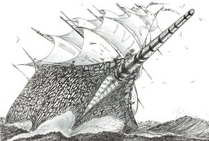 Storm Creators Wellington Strait, 2023 (muste ja kynä paperille) tekijältä Vincent Alexander Booth