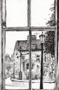 Näkymä Old Hall Hotel Buxtonista, 2009, (muste paperille) tekijältä Vincent Alexander Booth