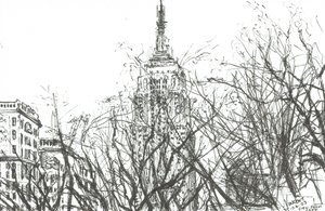 Näkymä New Yorkin kahvilasta, 2003, (Tussi paperille) tekijältä Vincent Alexander Booth