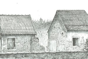 talo lähellä Ranskan ja Sveitsin rajaa, 2008; (mustetta paperille) tekijältä Vincent Alexander Booth