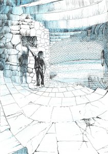 sivu 39, Linna Findhornin metsässä, 2006, (muste paperille) tekijältä Vincent Alexander Booth