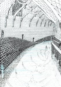 sivu 41, Linna Findhornin metsässä, 2006, (muste paperille) tekijältä Vincent Alexander Booth
