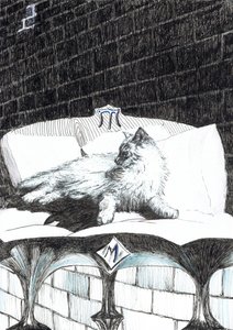 sivu 52, Linna Findhornin metsässä, 2006, (muste paperille) tekijältä Vincent Alexander Booth