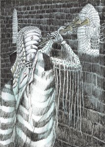 sivu 7, Linna Findhornin metsässä, 2006, (muste paperille) tekijältä Vincent Alexander Booth