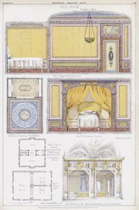 Makuuhuoneet Firenzessä, Englannin konsulin talo Agrigentumissa ja Casa Borromeo, Maggiore-järvi, Italia (väri litho)