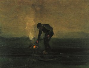 Talonpoika polttaa rikkaruohoja, 1883. tekijältä Vincent van Gogh
